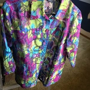 Charming vibrant semi-sheer top